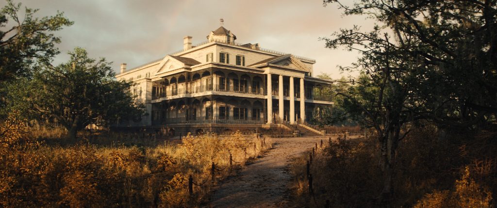 A final frame shows the complete Mansion with ILM's extensions.