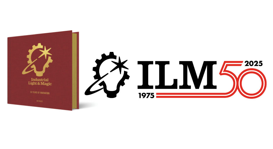 The ILM 50th anniversary logo alongside the cover of new book, Industrial Light & Magic: 50 Years of Innovation by Ian Failes.